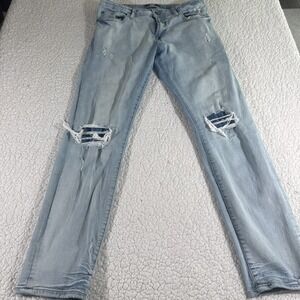 Aero Skinny Jeans Men's Size 33/32 Blue Medium Wash Stretch Denim distressed